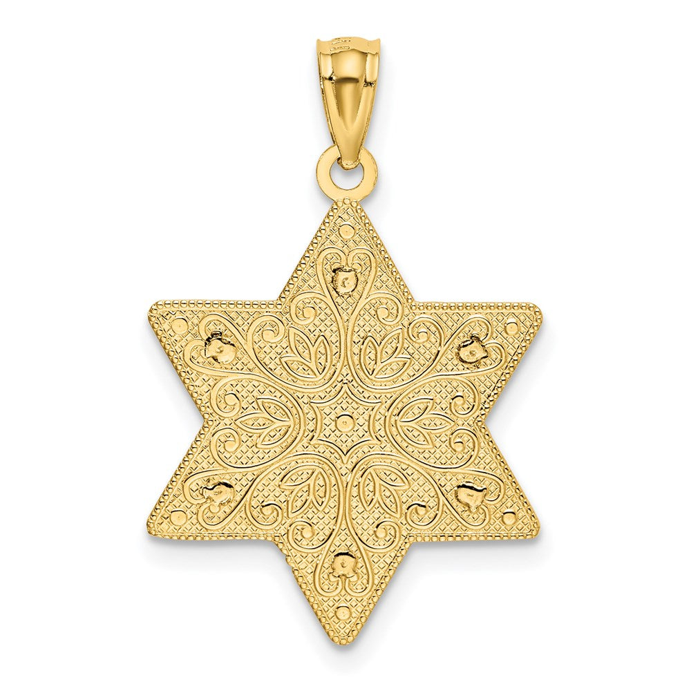 14K Bicolor Gold Polierter Wendbarer Filigraner Davidstern-Anhänger