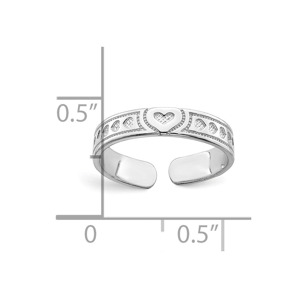 14K Weißgold Poliert Herzen Zehenring