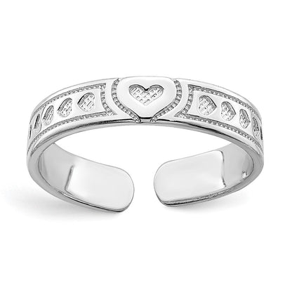 14K Weißgold Poliert Herzen Zehenring