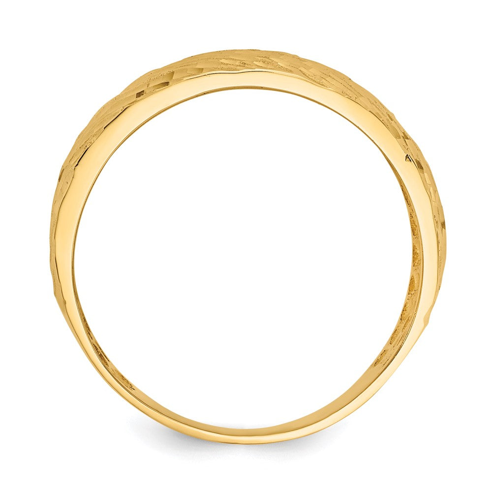 Ring aus 14K Gold, poliert, texturiert, gewölbt