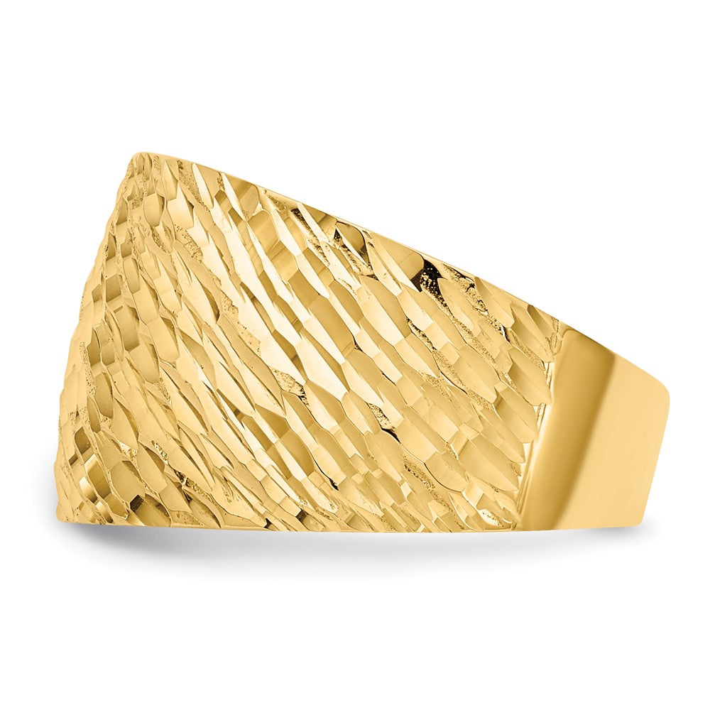 Ring aus 14K Gold, poliert, texturiert, gewölbt