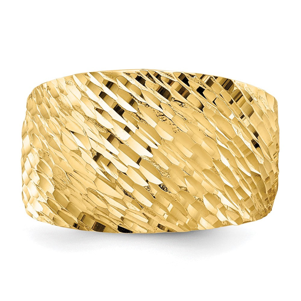 Ring aus 14K Gold, poliert, texturiert, gewölbt