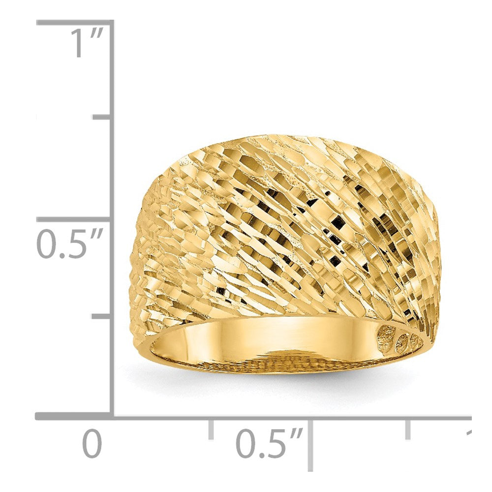 Ring aus 14K Gold, poliert, texturiert, gewölbt