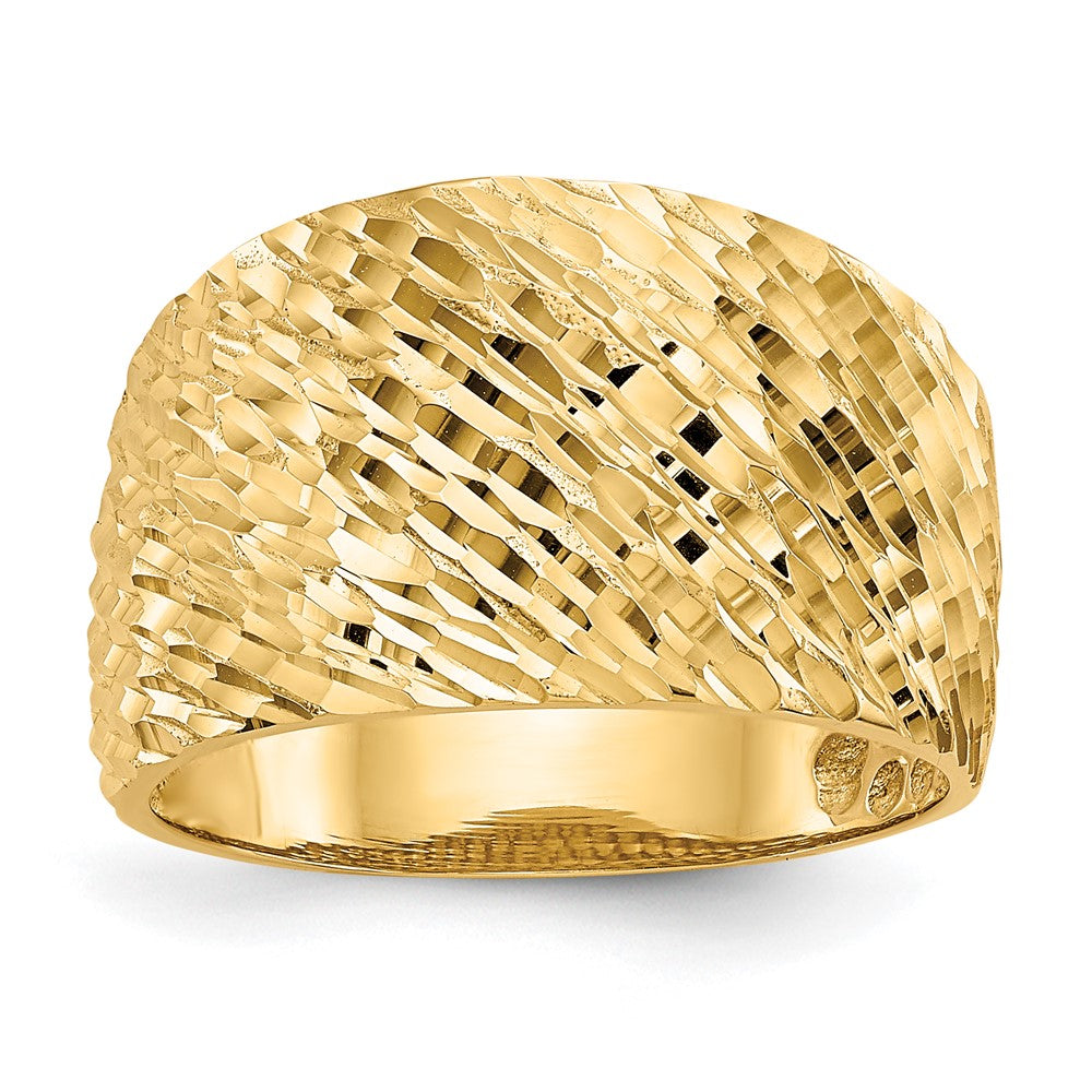 Ring aus 14K Gold, poliert, texturiert, gewölbt
