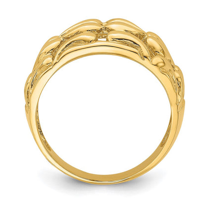 14K Gold Polierter Tropfen-Korbgeflecht-Ring