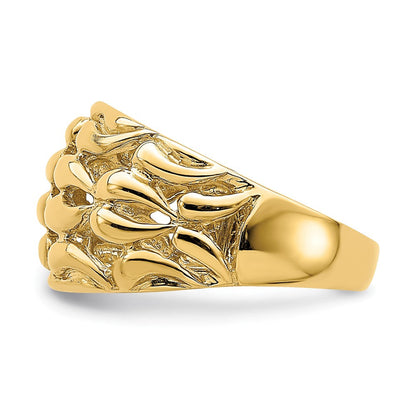 14K Gold Polierter Tropfen-Korbgeflecht-Ring