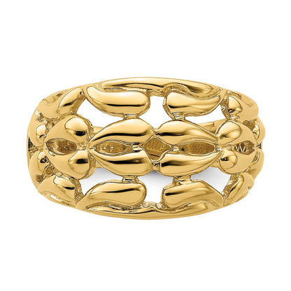14K Gold Polierter Tropfen-Korbgeflecht-Ring