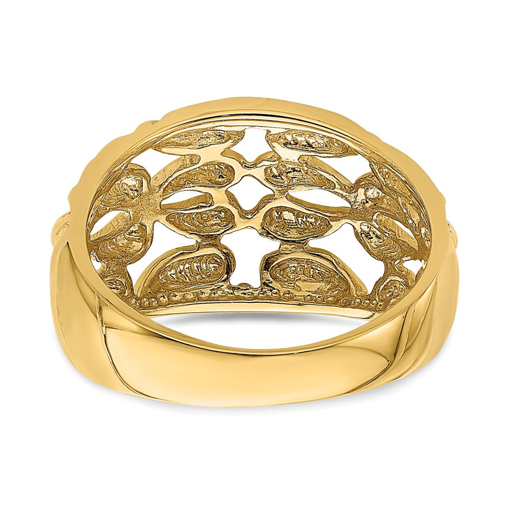 14K Gold Polierter Tropfen-Korbgeflecht-Ring