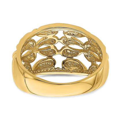 14K Gold Polierter Tropfen-Korbgeflecht-Ring