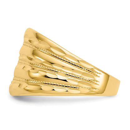14K Gold Poliert Diamant-geschliffener Vierrillen-Domring