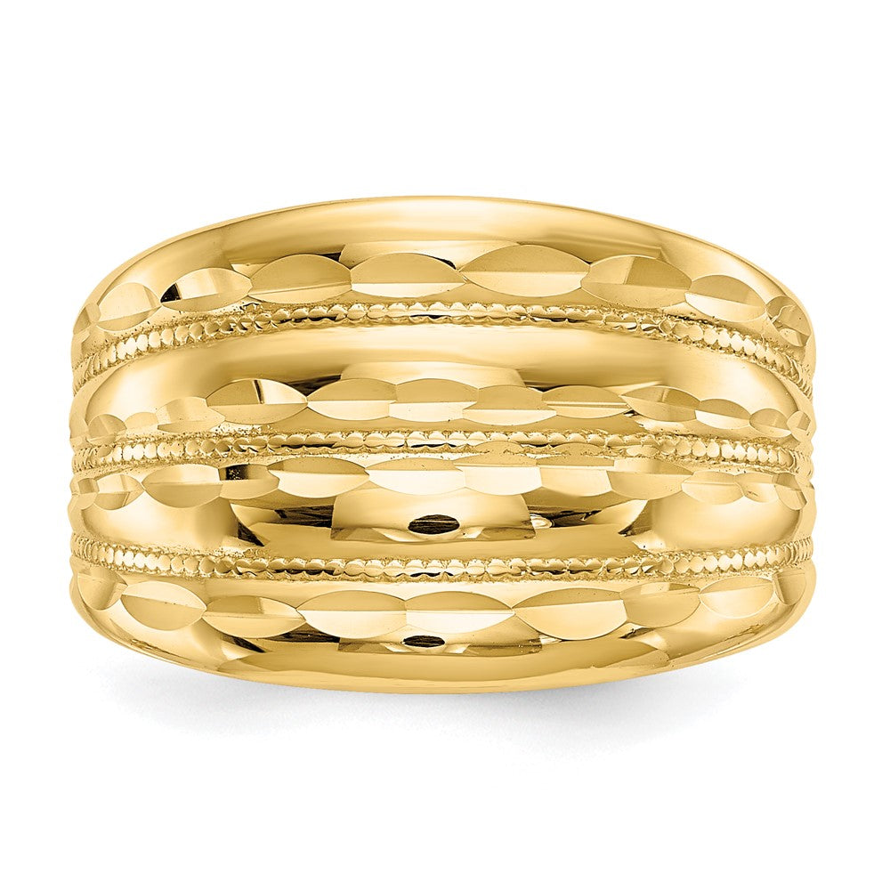 14K Gold Poliert Diamant-geschliffener Vierrillen-Domring