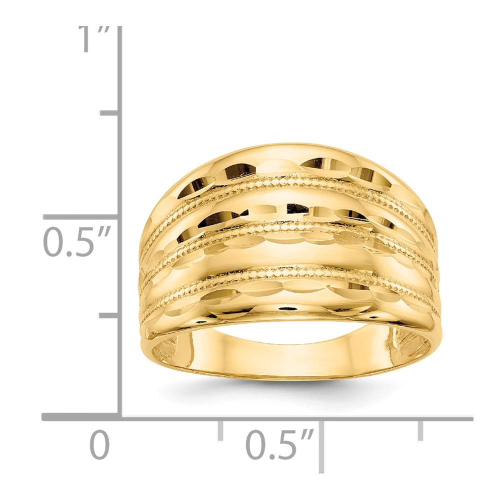 14K Gold Poliert Diamant-geschliffener Vierrillen-Domring