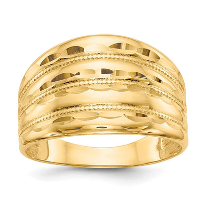 14K Gold Poliert Diamant-geschliffener Vierrillen-Domring