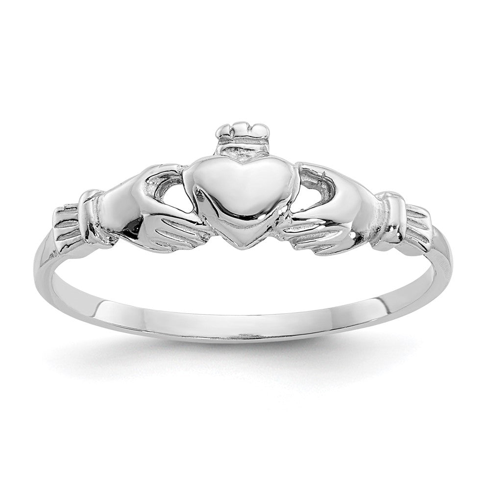 14K Weißgold Claddagh-Ring für Kinder