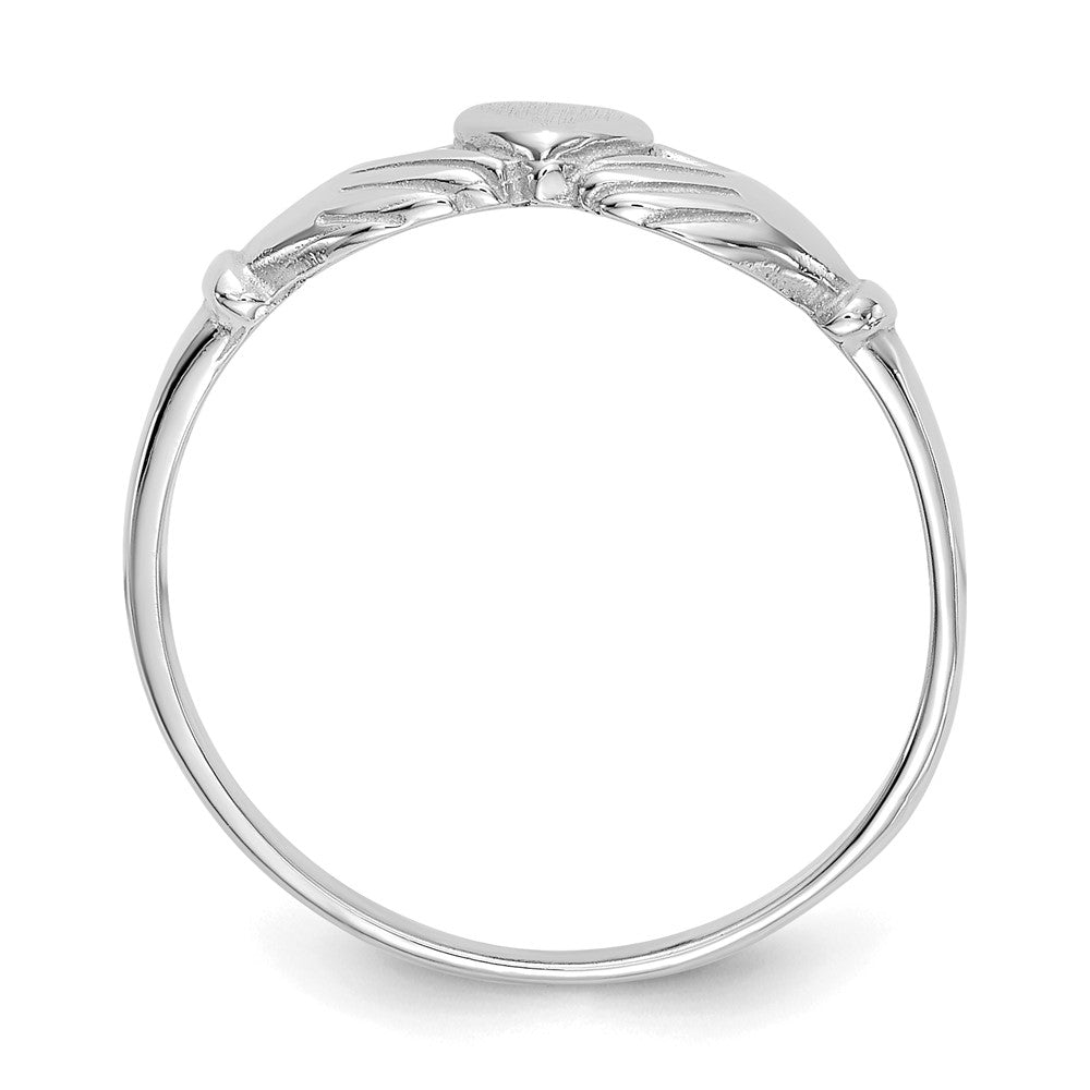 14K Weißgold Claddagh-Ring, poliert und satiniert