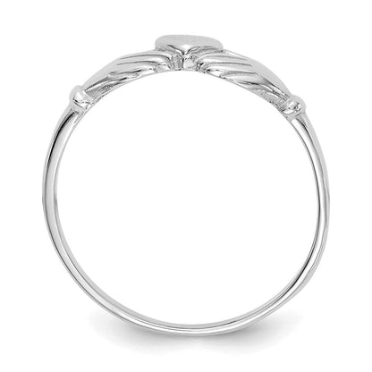 14K Weißgold Claddagh-Ring, poliert und satiniert