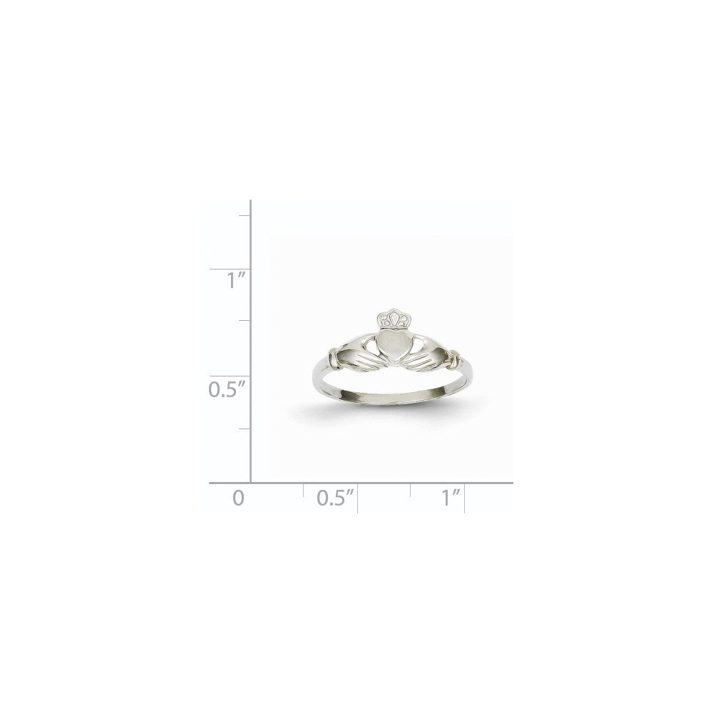 14K Weißgold Claddagh-Ring, poliert und satiniert