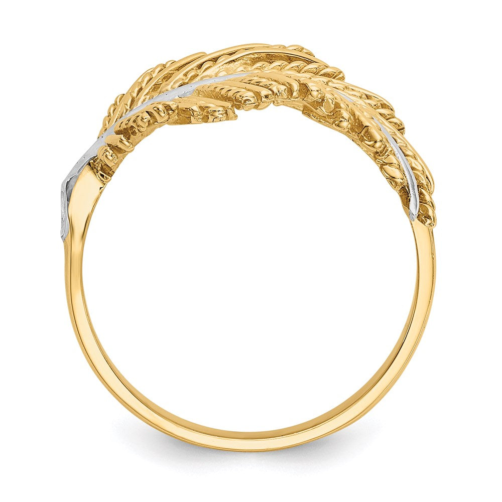 14K Gelbgold & rhodiniert beschichteter Federring