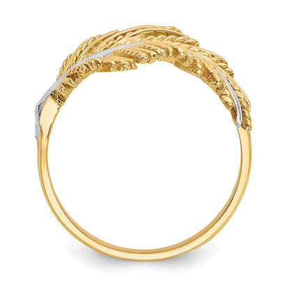 14K Gelbgold & rhodiniert beschichteter Federring