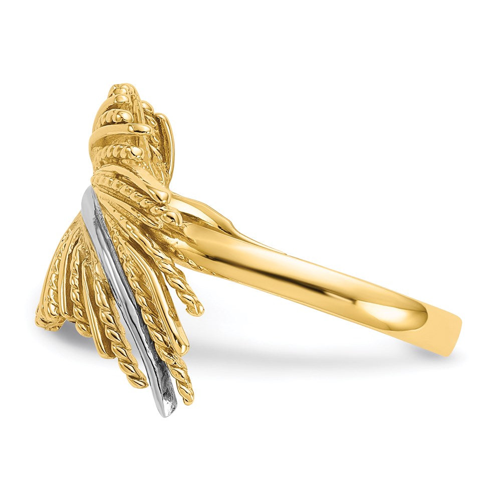 14K Gelbgold & rhodiniert beschichteter Federring