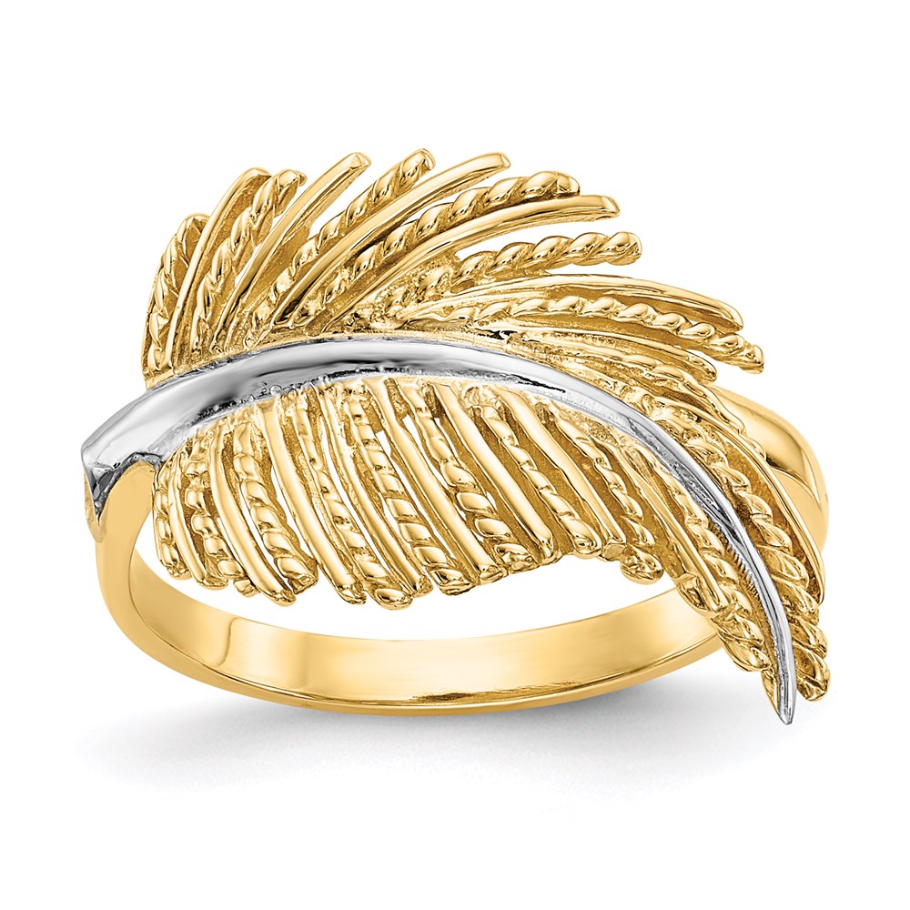 14K Gelbgold & rhodiniert beschichteter Federring