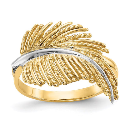14K Gelbgold & rhodiniert beschichteter Federring