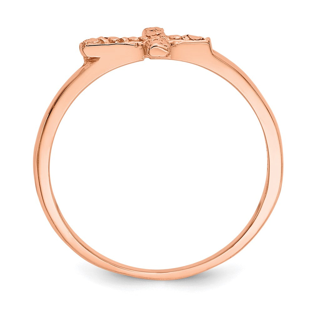 14K Roségold Poliert & Diamantschliff Kreuz-Ring