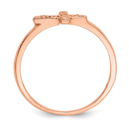 14K Roségold Poliert & Diamantschliff Kreuz-Ring