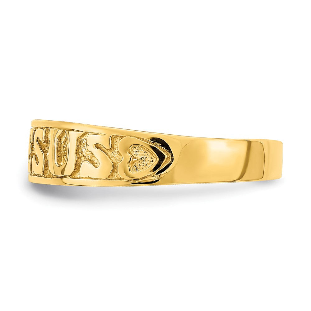 14K Gold Poliert Jesus mit Herzen Ring