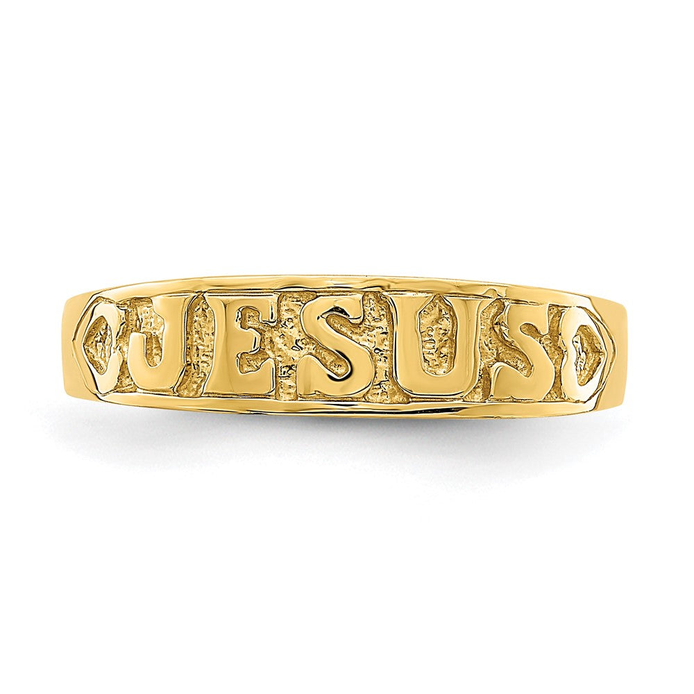 14K Gold Poliert Jesus mit Herzen Ring