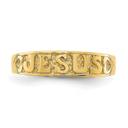 14K Gold Poliert Jesus mit Herzen Ring