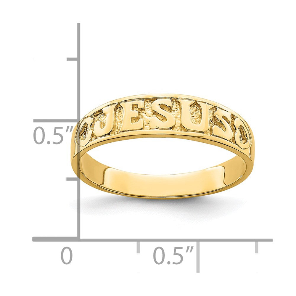 14K Gold Poliert Jesus mit Herzen Ring