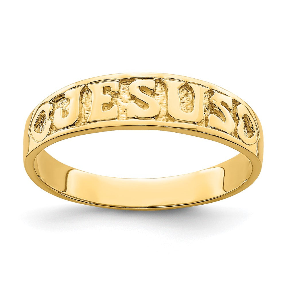 14K Gold Poliert Jesus mit Herzen Ring