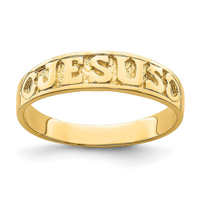 14K Gold Poliert Jesus mit Herzen Ring