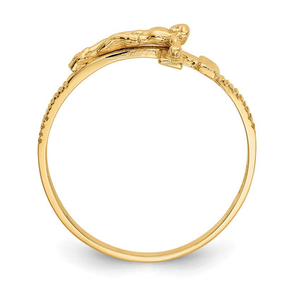 14K Gold Poliert Jesus-Ring