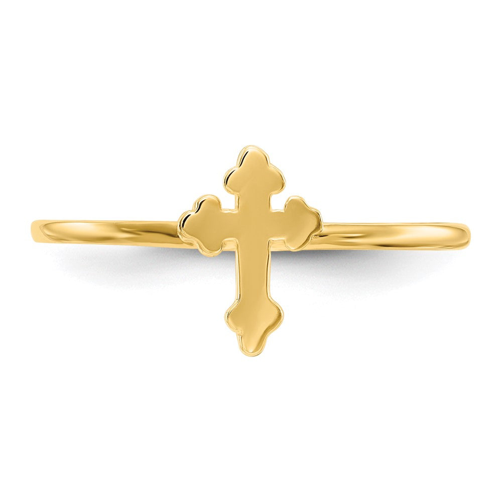 14K Gelbgold Kreuzring, poliert