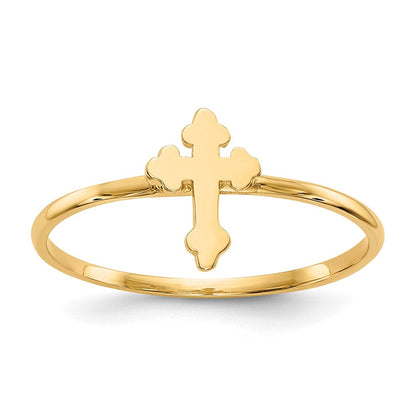 14K Gelbgold Kreuzring, poliert