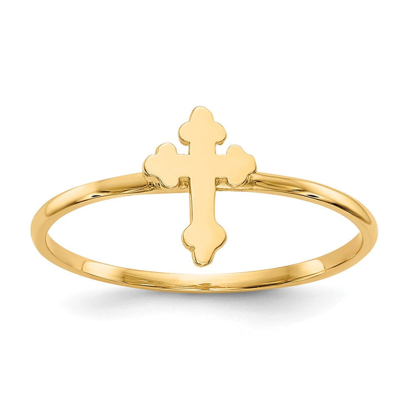 14K Gelbgold Kreuzring, poliert