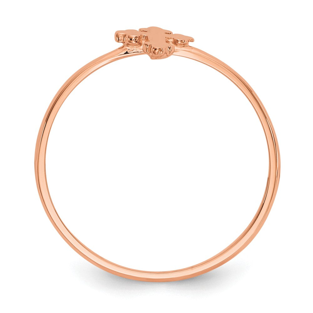 14K Roségold Poliert Kreuz Ring