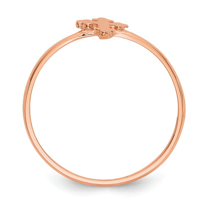 14K Roségold Poliert Kreuz Ring