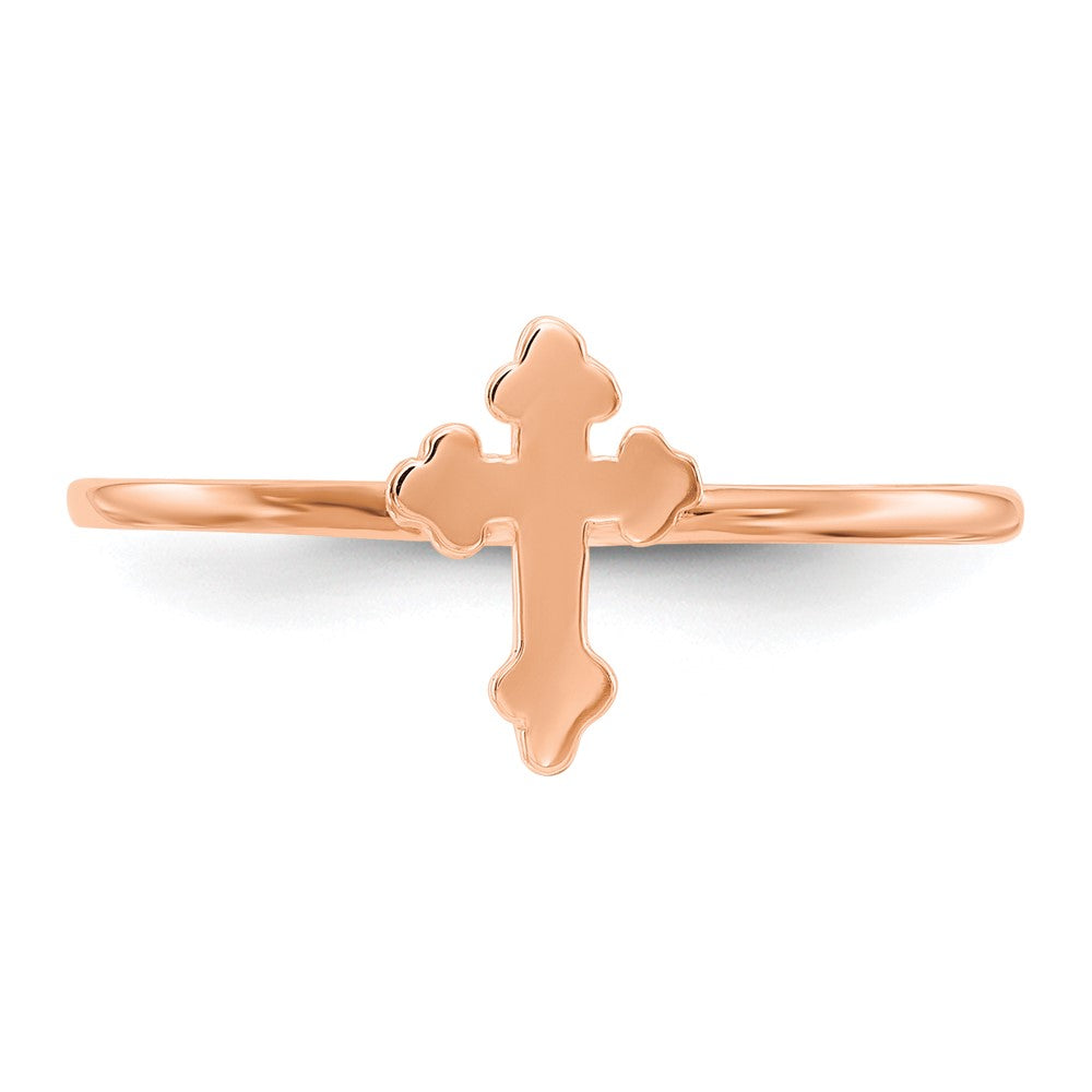 14K Roségold Poliert Kreuz Ring