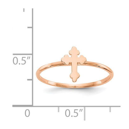 14K Roségold Poliert Kreuz Ring