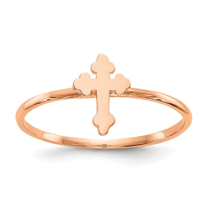 14K Roségold Poliert Kreuz Ring
