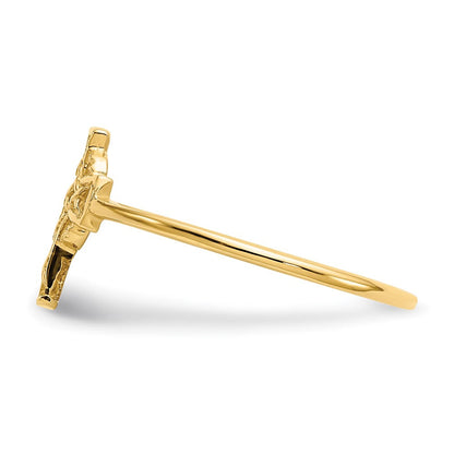 14K Gelbgold Poliert Keltisches Kreuz Ring