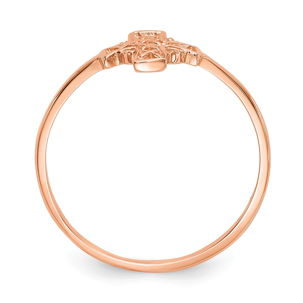 14K Roségold Polierter Keltisches-Kreuz-Ring