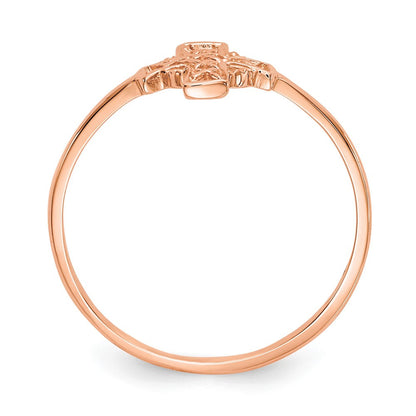 14K Roségold Polierter Keltisches-Kreuz-Ring