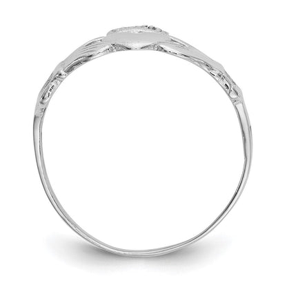 14K Weißgold Claddagh-Ring poliert