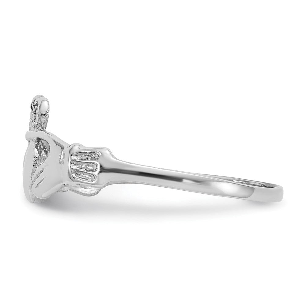 14K Weißgold Claddagh-Ring poliert