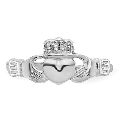 14K Weißgold Claddagh-Ring poliert