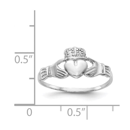 14K Weißgold Claddagh-Ring poliert